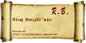 Ring Benjámin névjegykártya